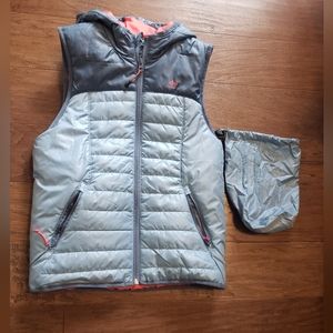 Sz 10/11 girls, pink and grey, Quechua puffer vest